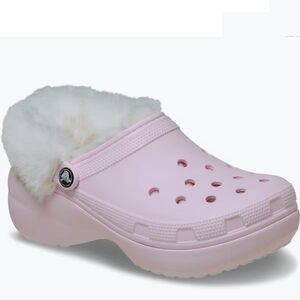 CROCS Light Pink Fuzzy Lined Clogs